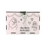 Cutie de bani pentru botez, Masha si Ursul, Lemn, 30x20x20 cm, Alb - imagine 2