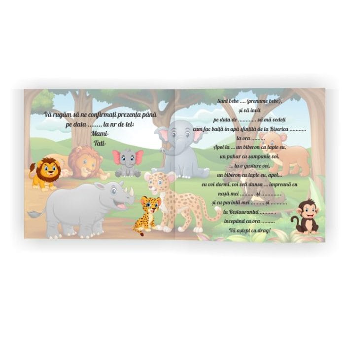 Invitatie botez, Safari, 16x15 cm, Carton, Model IC30 - imagine 2