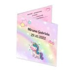 Invitatie botez, Unicorn 16x15 cm, Carton, Model IC37