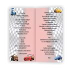 Meniu de masa, Botez, Model MB20, Cars, Carton - imagine 2