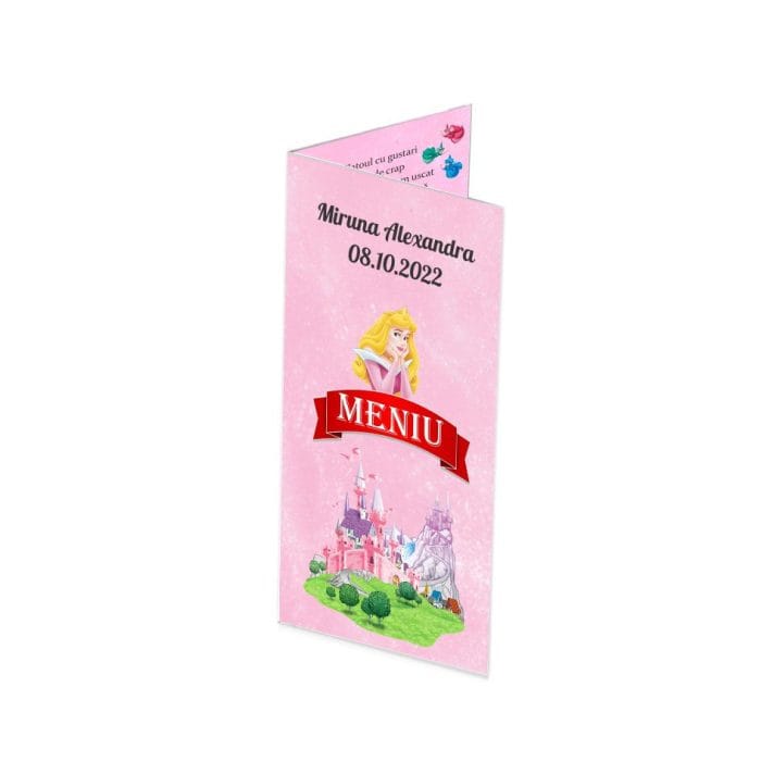 Meniu de masa, Botez, Model MB25, Frumoasa Adormita, Carton - imagine 1