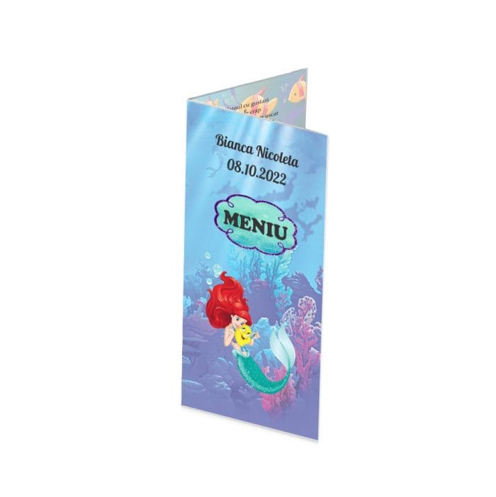 Meniu de masa, Botez, Model MB26, Mica Sirena, Carton - imagine 1