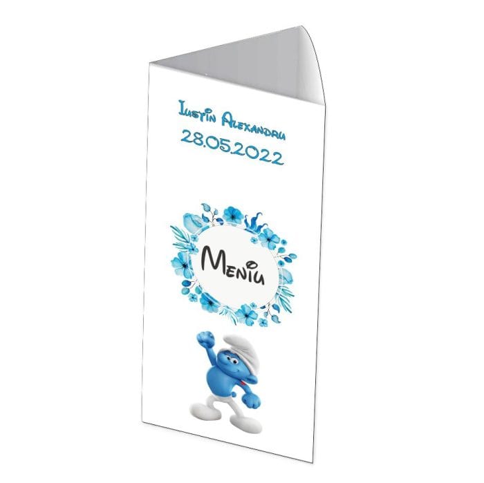 Meniu de masa, Botez, Model MB17, Strumfi, Carton - imagine 1