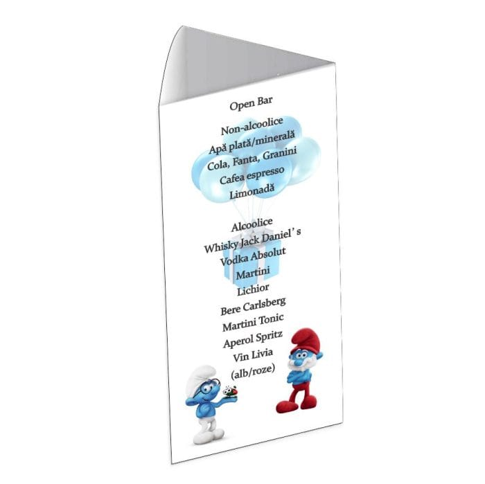 Meniu de masa, Botez, Model MB17, Strumfi, Carton - imagine 3
