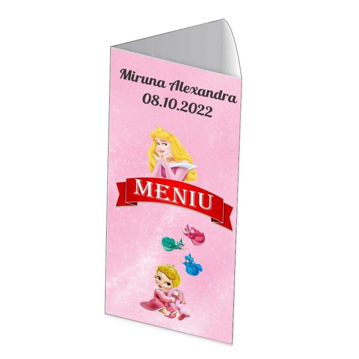 Meniu de masa, Botez, Model MB24, Frumoasa Adormita, Carton - imagine 1