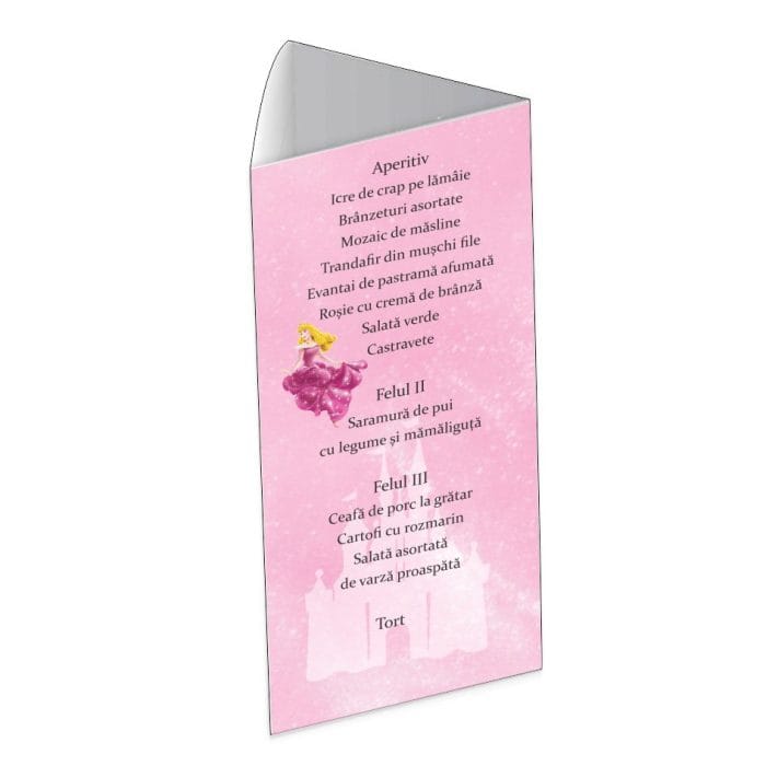 Meniu de masa, Botez, Model MB24, Frumoasa Adormita, Carton - imagine 3