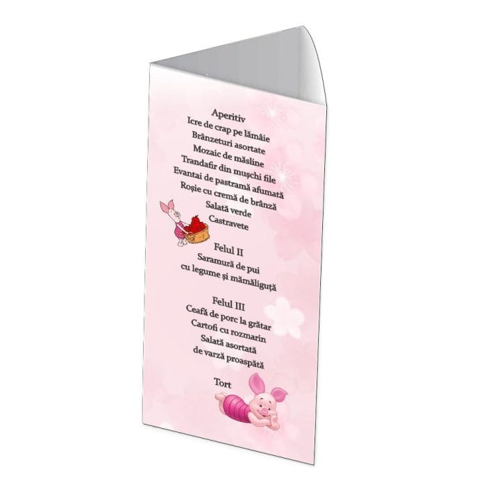 Meniu de masa, Botez, Model MB11, Porcusorul Piglet, Carton - imagine 2