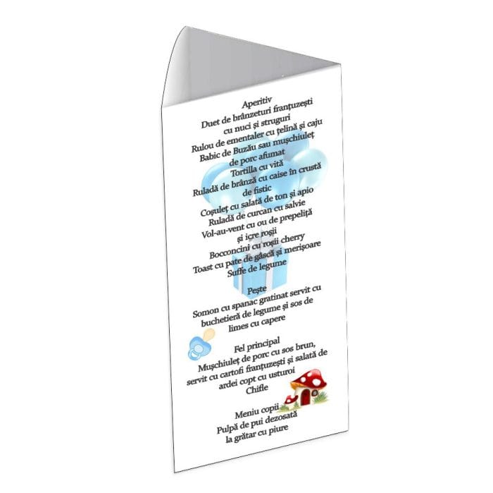 Meniu de masa, Botez, Model MB17, Strumfi, Carton - imagine 2