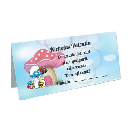 Plic bani Botez, Strumfi, Model PB30, Carton, Alb.