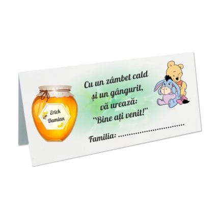 Plic bani Botez, Winnie the Pooh, Model PB22, Carton, Alb