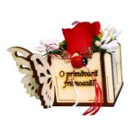 Martisor in Cutie, Trandafir de Sapun, 9,5x9,5 cm, Rosu, AF009 - imagine 5