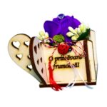 Martisor in Cutie, Trandafir de Sapun, 9,5x9,5 cm, Albastru, AF010 - imagine 5