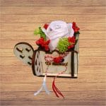 Martisor in Cutie, Trandafir de Sapun, Licheni, Te iubesc, 9,5x9,5 cm, Alb, AF011 - imagine 3