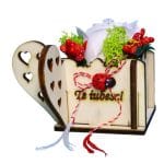 Martisor in Cutie, Trandafir de Sapun, Licheni, Te iubesc, 9,5x9,5 cm, Alb, AF011 - imagine 2