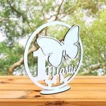 Baza Licheni, Fluture, 1 Martie, Lemn, Alb, 20cm, BL017 - imagine 3