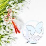 Baza Licheni, Fluture, 1 Martie, Lemn, Alb, 20cm, BL017 - imagine 5