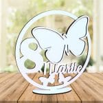 Baza Licheni, Fluture, 8 Martie, Lemn, Alb, 20cm, BL019 - imagine 5