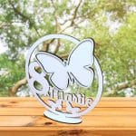 Baza Licheni, Fluture, 8 Martie, Lemn, Alb, 20cm, BL019 - imagine 3