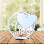 Baza Licheni, Inima, Te Iubesc, Lemn, Alb, 20cm, BL021 - imagine 4