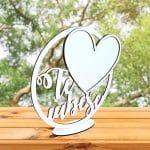 Baza Licheni, Inima, Te Iubesc, Lemn, Alb, 20cm, BL021 - imagine 3