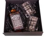 Set Personalizat Cadou Nasi, Whiskey Jack Daniel's cu 2 Pahare, 23x23 cm, Negru, DCNS013 - imagine 3