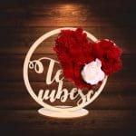 Tablou Te Iubesc cu Licheni si Trandafir Sapun, Valentine's Day, Rosu, Alb, 20cm, DL077 - imagine 5