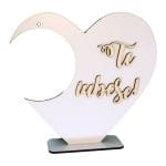 Suport  Glob Floral tip Inima, Blank, Lemn, Alb, SPG021