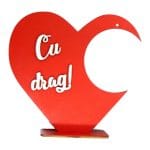 Suport Glob Floral tip Inima, Blank, Lemn, Rosu, SPG032