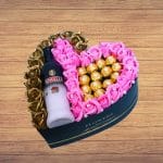 Aranjament Floral Angelli, Ferrero, Trandafiri Sapun, Gold Roz, 33 cm, AF015 - imagine 4