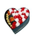 Aranjament Floral Prosecco, Ferrero, Trandafiri Sapun, Alb Rosu, 28 cm, AF013 - imagine 3
