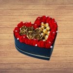 Aranjament Floral Gold, Ferrero, Trandafiri Sapun, Gold Rosu, 25 cm, AF014 - imagine 3