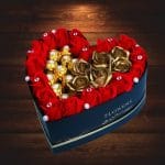 Aranjament Floral Gold, Ferrero, Trandafiri Sapun, Gold Rosu, 25 cm, AF014 - imagine 4