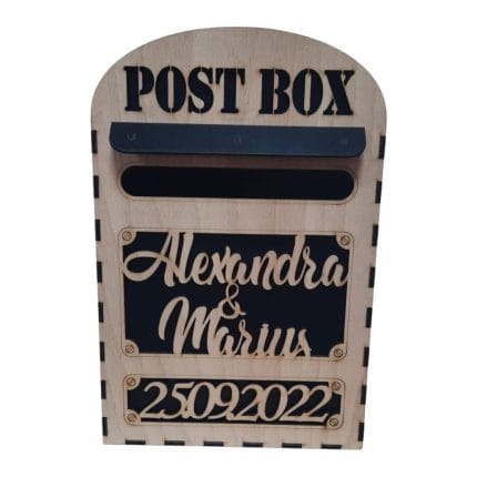 Cutie Dar Nunta, Tip Cutie Postala, Personalizata, Lemn, 30x20 cm, CDN006