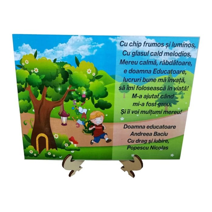 Decoratiune Cadou, Personalizata, Educatoare, Lemn, 20x15cm, DCPS009 - imagine 1