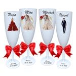 Set 4 Pahare Personalizate, Nunta, Miri, Nasi, Alb, PHRP005