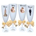Set 4 Pahare Personalizate, Nunta, Miri, Nasi, Alb, PHRP009