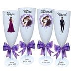 Set 4 Pahare Personalizate, Nunta, Miri, Nasi, Alb, PHRP011