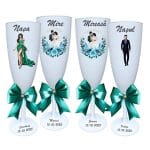 Set 4 Pahare Personalizate, Nunta, Miri, Nasi, Alb, PHRP013