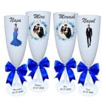 Set 4 Pahare Personalizate, Nunta, Miri, Nasi, Alb, PHRP017
