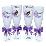 Set 4 Pahare Personalizate, Nunta, Miri, Nasi, Alb, PHRP029