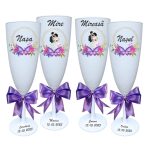 Set 4 Pahare Personalizate, Nunta, Miri, Nasi, Alb, PHRP031