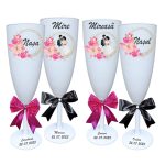 Set 4 Pahare Personalizate, Nunta, Miri, Nasi, Alb, PHRP033