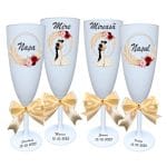 Set 4 Pahare Personalizate, Nunta, Miri, Nasi, Alb, PHRP037