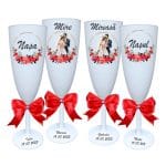 Set 4 Pahare Personalizate, Nunta, Miri, Nasi, Alb, PHRP041