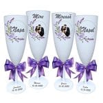 Set 4 Pahare Personalizate, Nunta, Miri, Nasi, Alb, PHRP043