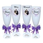 Set 4 Pahare Personalizate, Nunta, Miri, Nasi, Alb, PHRP045