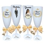 Set 4 Pahare Personalizate, Nunta, Miri, Nasi, Alb, PHRP047