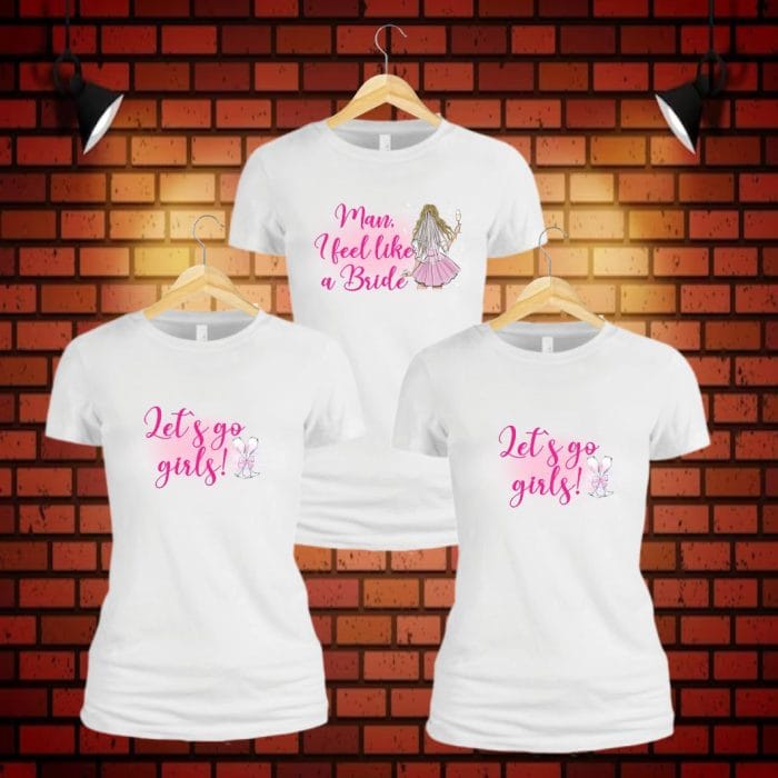 Set 3 tricouri personalizate, Mireasa, Domnisoare de onoare, Bumbac, Alb, TMD006 - imagine 5