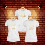 Set 3 tricouri personalizate, Mireasa, Domnisoare de onoare, Bumbac, Alb, TMD009 - imagine 4