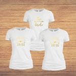 Set 3 tricouri personalizate, Mireasa, Domnisoare de onoare, Bumbac, Alb, TMD010 - imagine 3